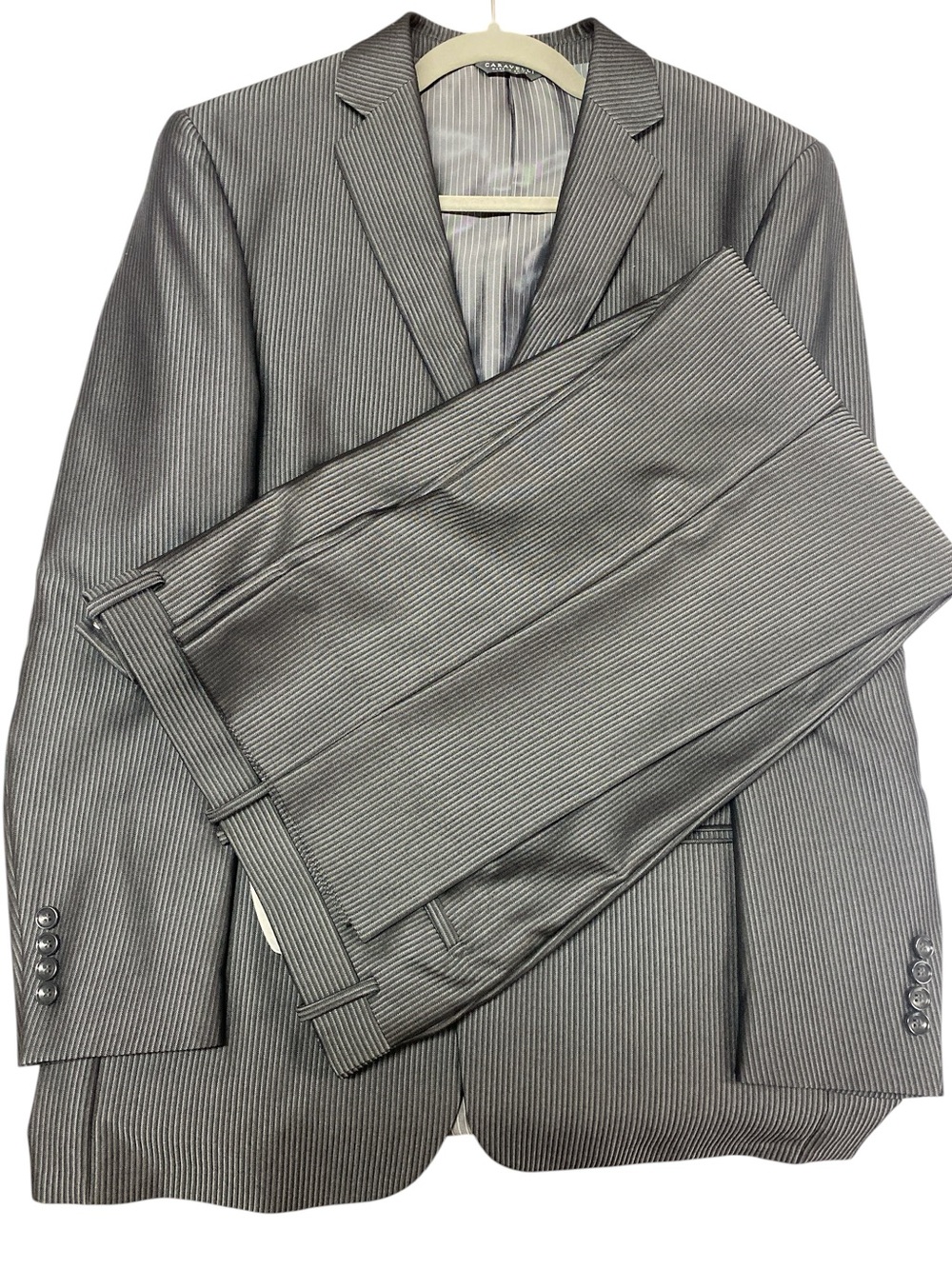 Caravelli Slim Men's Gray Pinstripe Suit Blazer & Trouser Set Size 40R